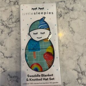 Little Sleepies Blue Rainbow Sprinkles Swaddle Set